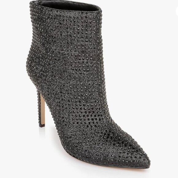 New Jewel Badgley Mischka Crystal Boots Studded Heeled Boots in Black- Size 8.5 - Picture 2 of 2